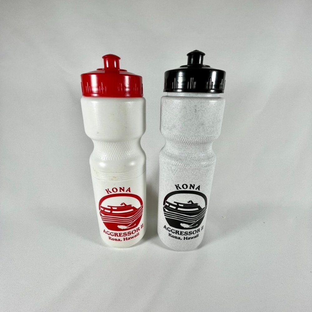 Two New Kona, Hawaii Drink Bottles W/ Kona Aggressor II Boat & Scuba Diving Logo